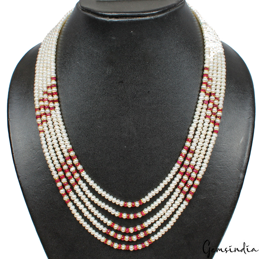 Ruby Necklace, Untreated — 3mm to 4mm, 300 Ct, India