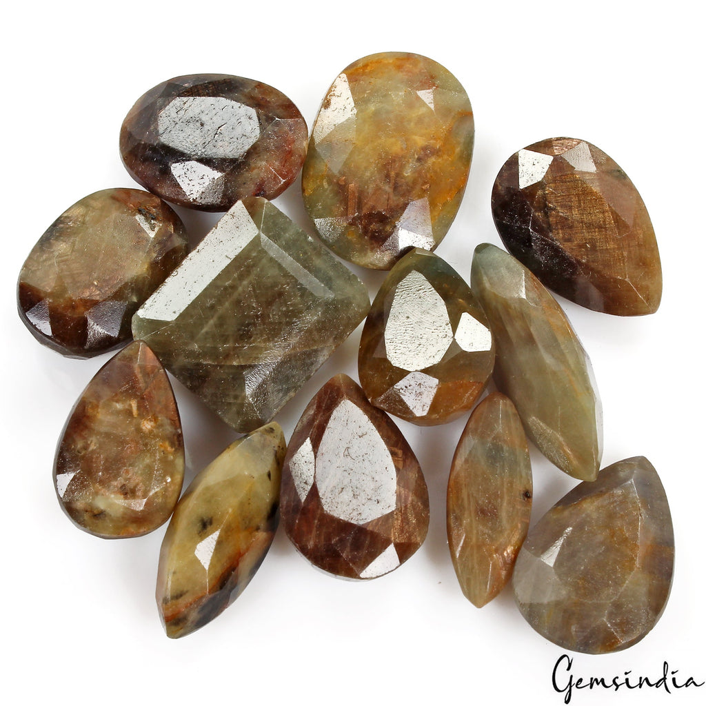 Certified 500 Cts/12 Pcs Natural Untreated Brown Sapphire Mix Faceted Loose Gems