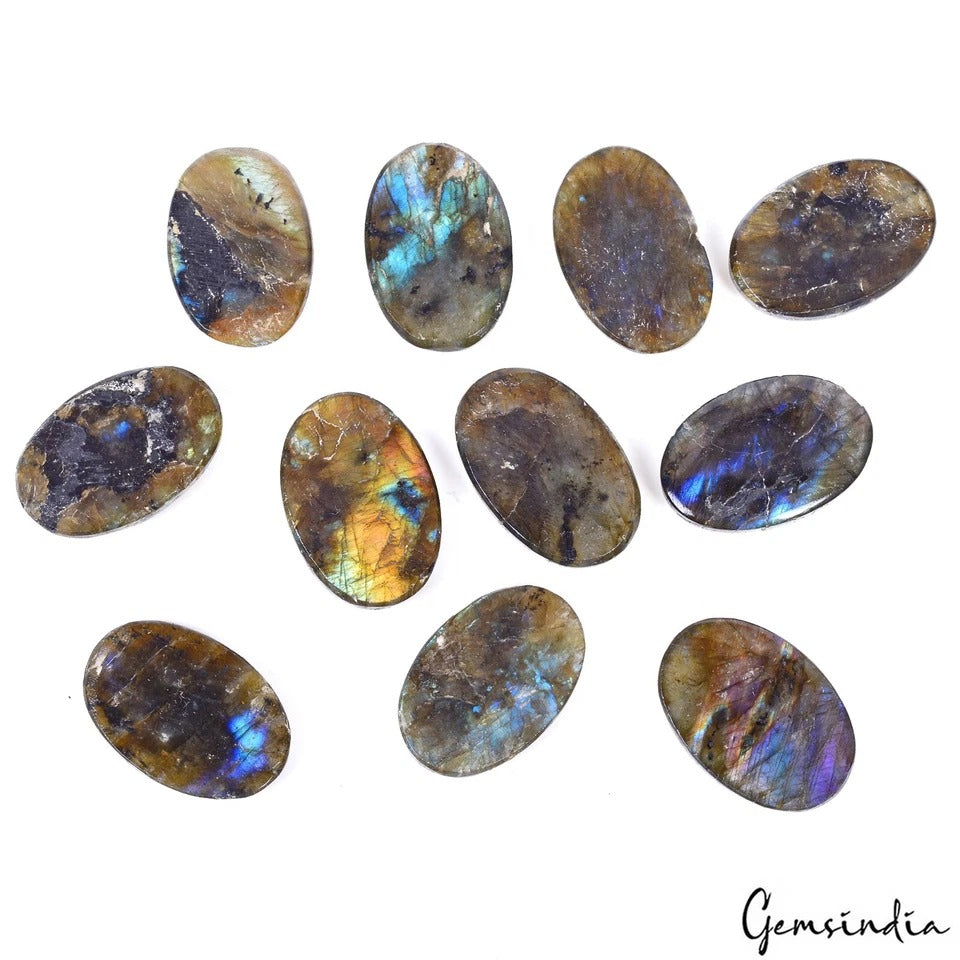 350 Ct/11 Pcs Natural Untreated Multi Shine Labradorite Oval Calibrated Gems Lot