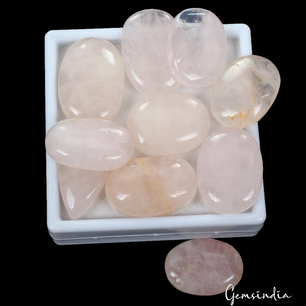 700 Cts/10 Pcs Natural Untreated Pink Rose Quartz Oval Cab Loose Wholesale Gems