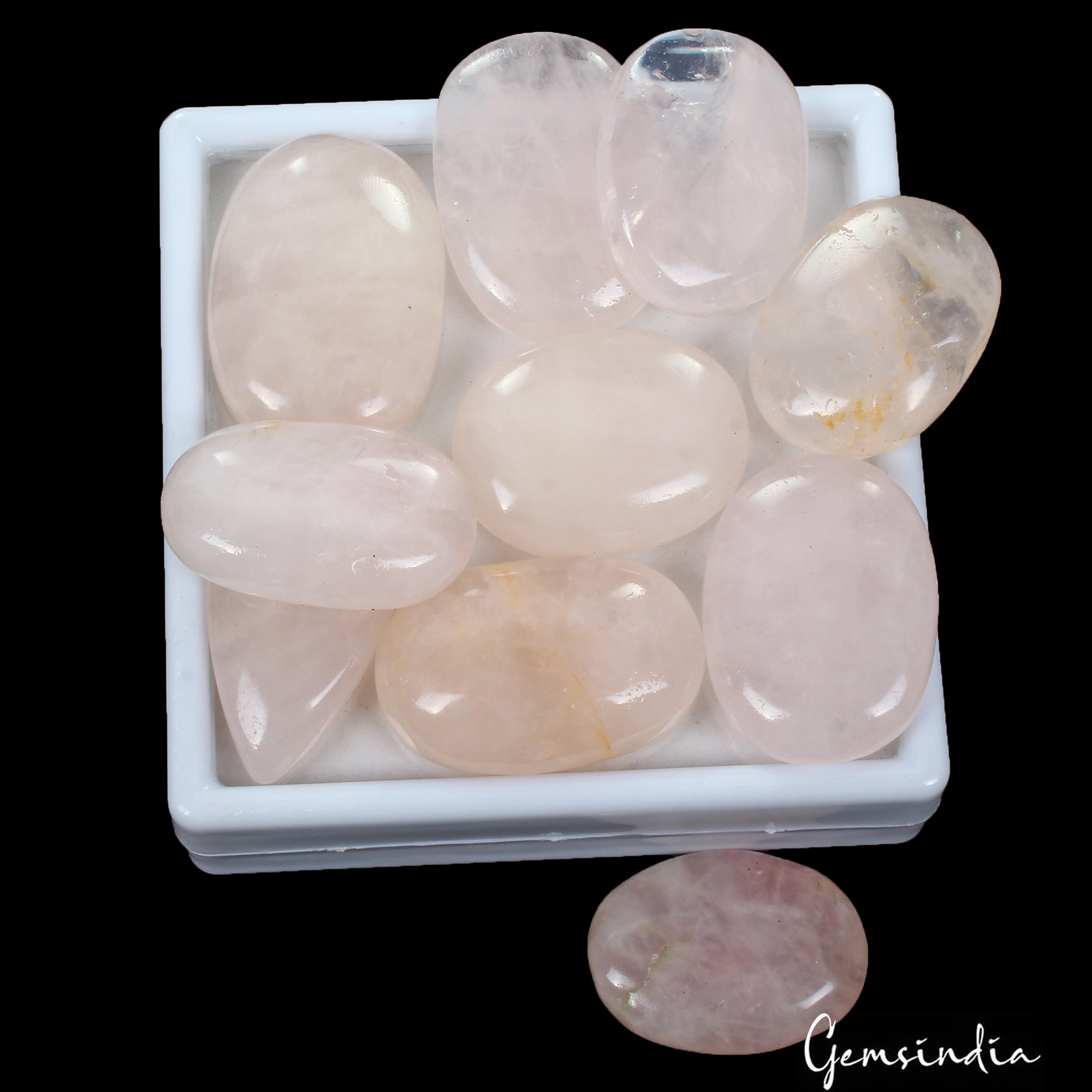 700 Cts/10 Pcs Natural Untreated Pink Rose Quartz Oval Cab Loose Wholesale Gems