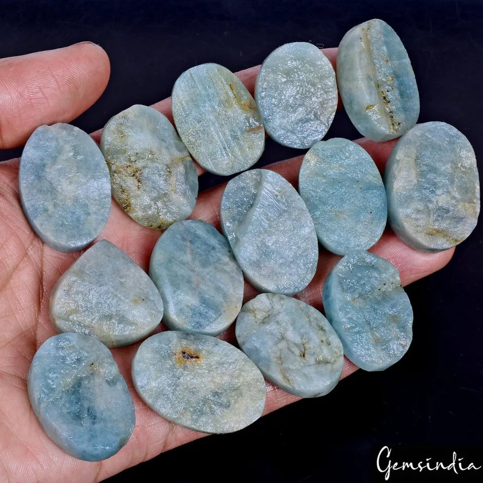 770 Cts Natural Blue Green Aquamarine Druzy Beryl Untreated Loose Gemstones Lot