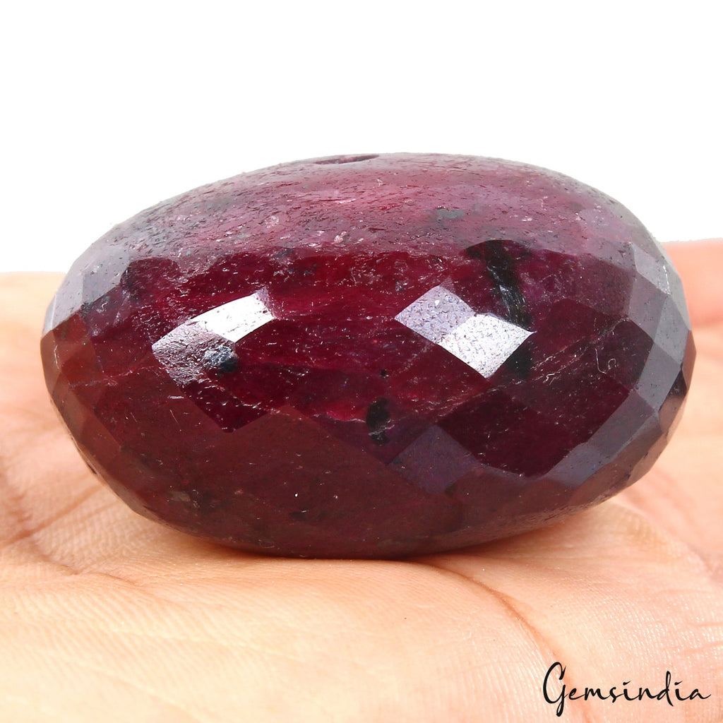 Giant 310 Ct Natural Earth Mined Ruby Gem 36mm Round Checker Cut Certified Bead