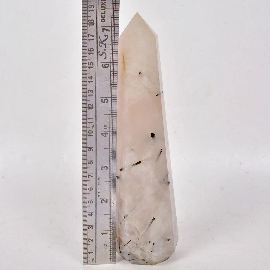 2500Ct Natural Untreated White Rutilated Quartz Obelisk Crystal Wand Point Tower