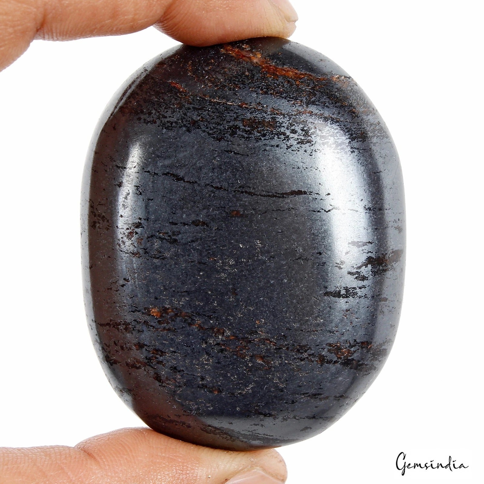 Gunmetal Loose Gemstone, Untreated, Gray — 60x47x22 mm, 970 Ct