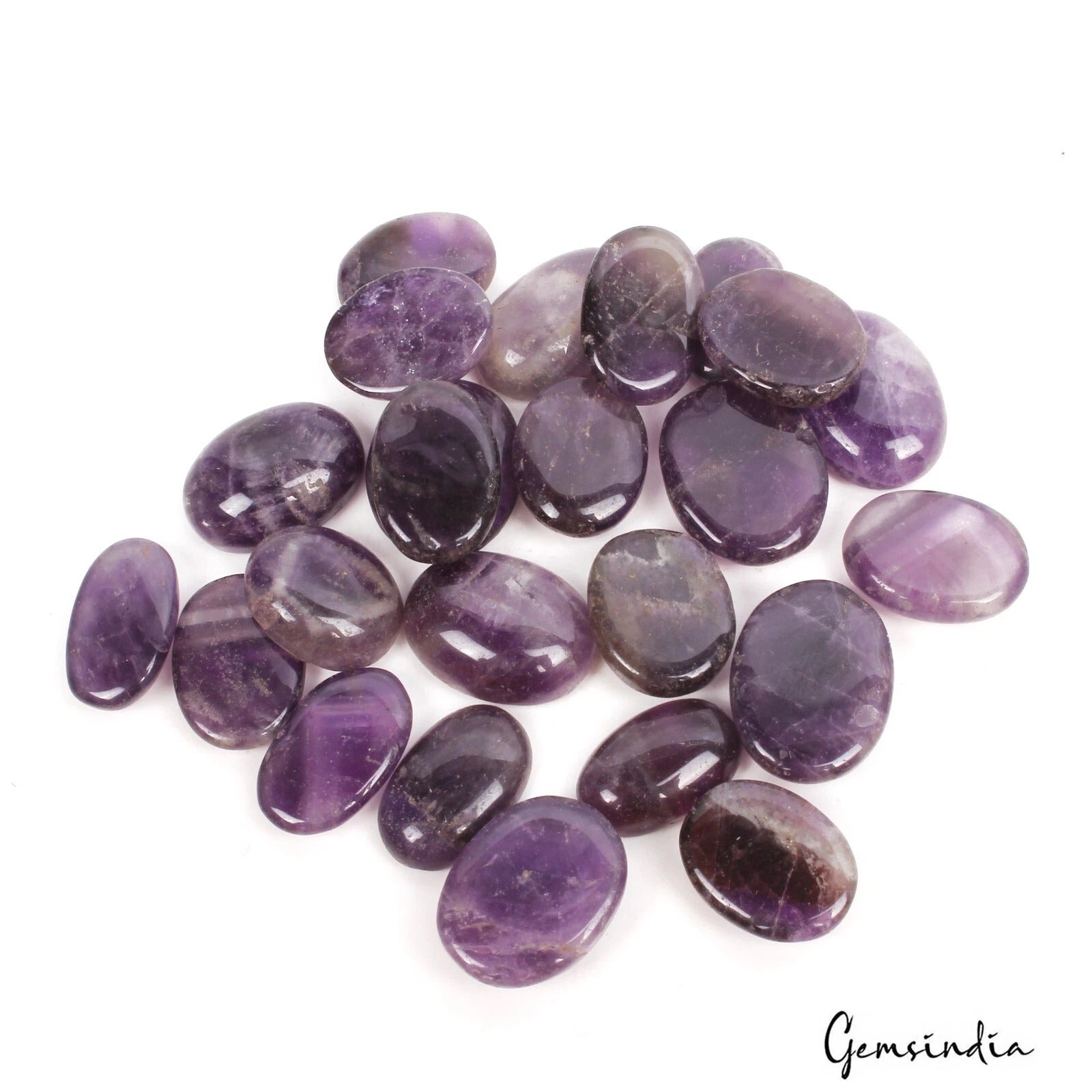 Amethyst Lot, Cabochon, Untreated, Purple — 24 Pieces, 19mm to 23mm, 440 Ct