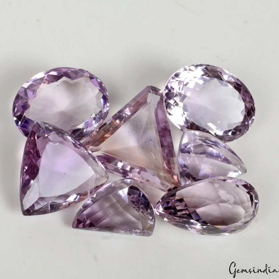 81.20 Cts/7 Pcs Natural Purple Untreated Amethyst Mix Cut Loose Gems For Jewelr
