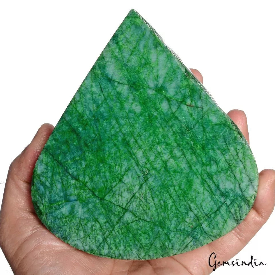 4915 Cts Natural Green Emerald Pear Shape Beautiful Carving Earth Mined Gemstone