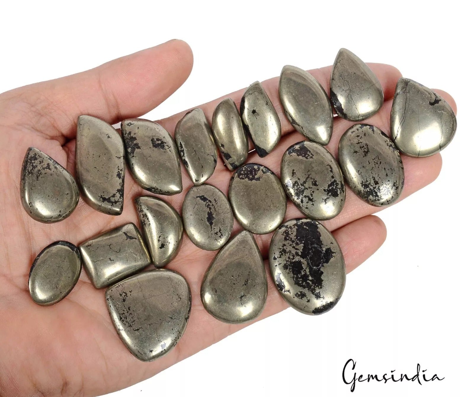 660 Ct/19 Pcs Natural Untreated Apache Gold Pyrite Mix Cab Loose Gem For Jewelry