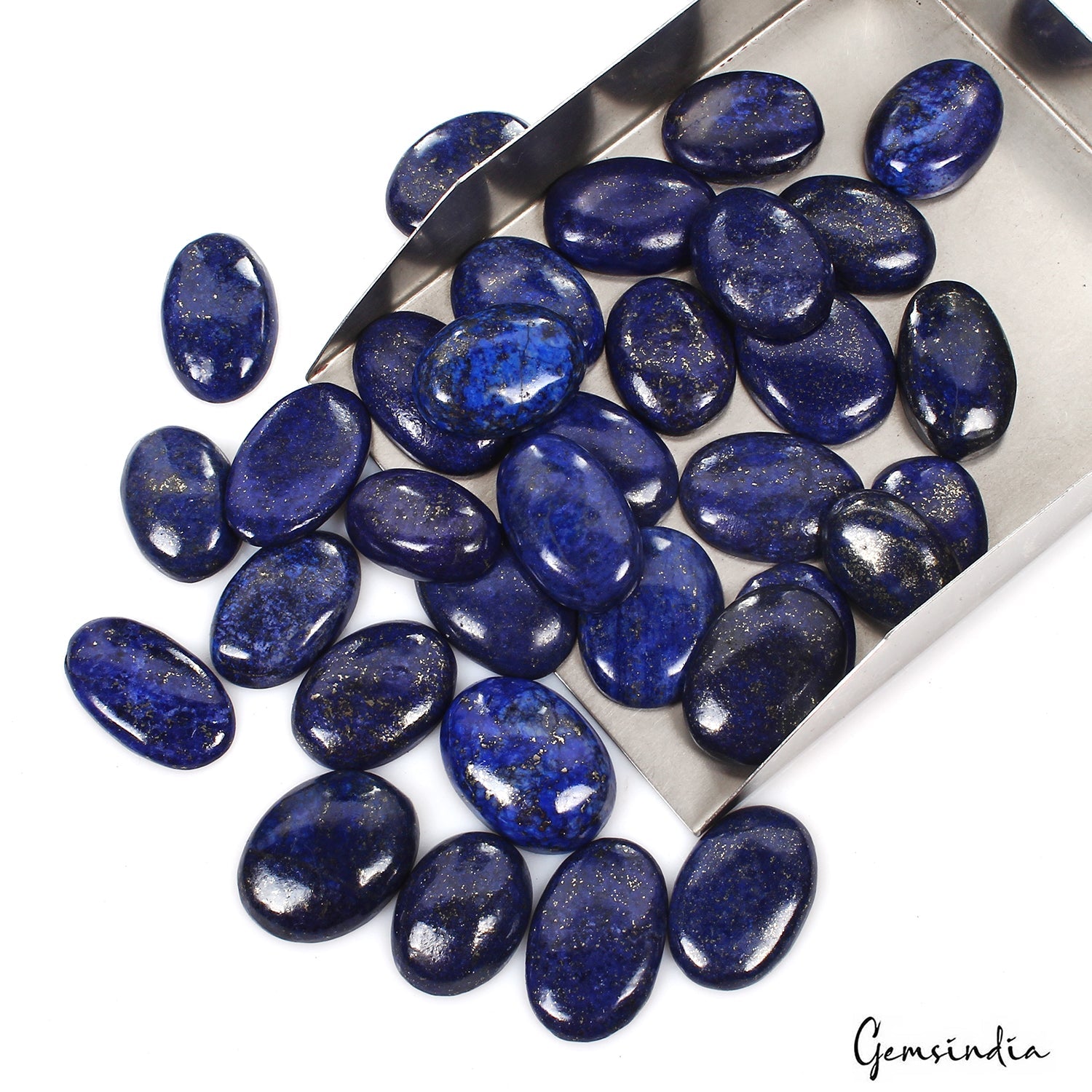 800 Ct/33 Pcs Natural Blue Gold Pyrite Lapis Lazuli Oval Cab Wholesale Gems Lot