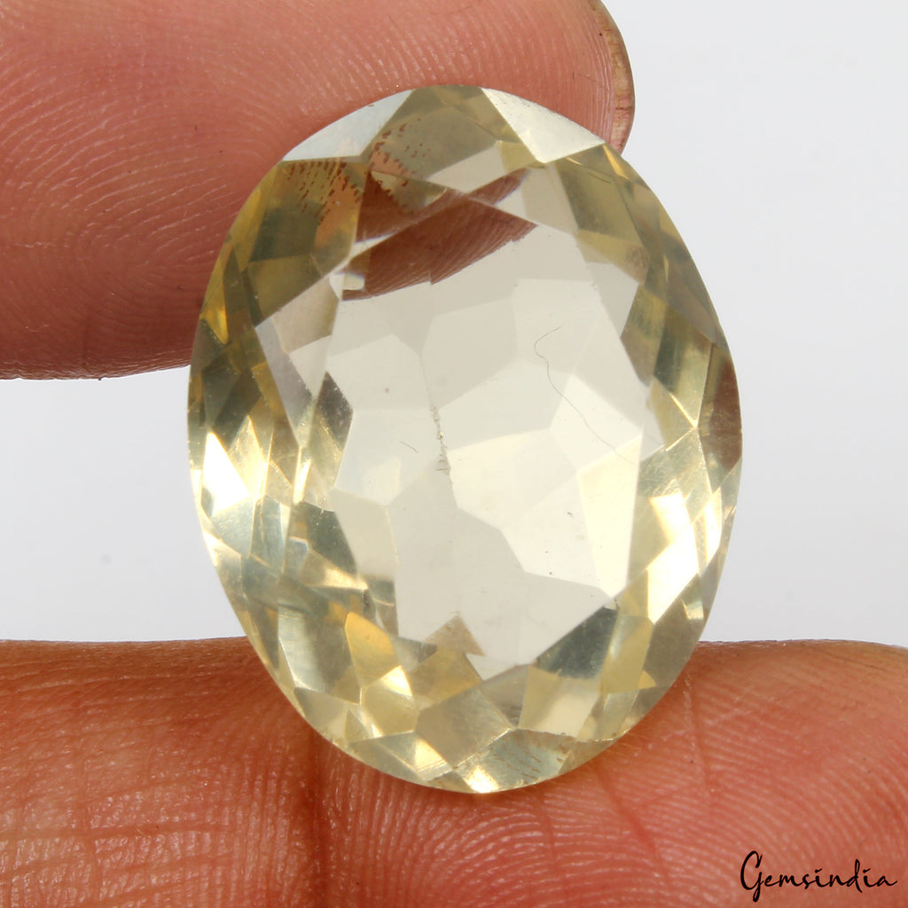 33.20 Cts VVS Natural Lemon Quartz Citrine Oval Faceted Loose Unheated Gemstone