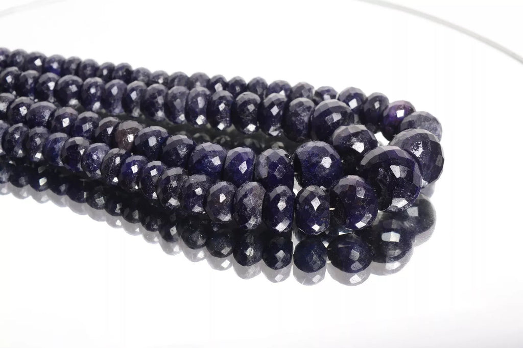 1300 Ct Double Strand Natural Sapphire Necklace 9-19mm Faceted Beads Adjustable
