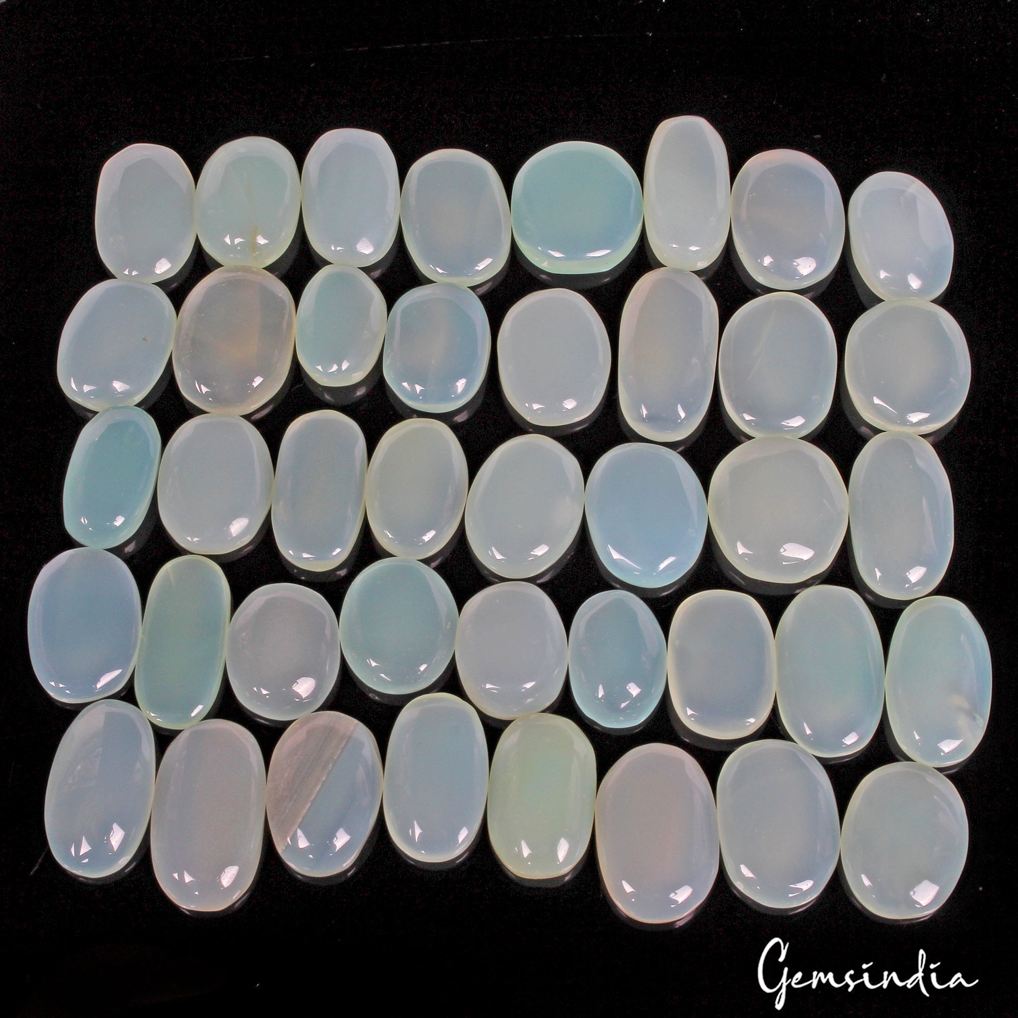 900 Ct/41 Pcs Natural Untreated Aqua Blue Green Onyx Oval Cab Wholesale Gems Lot