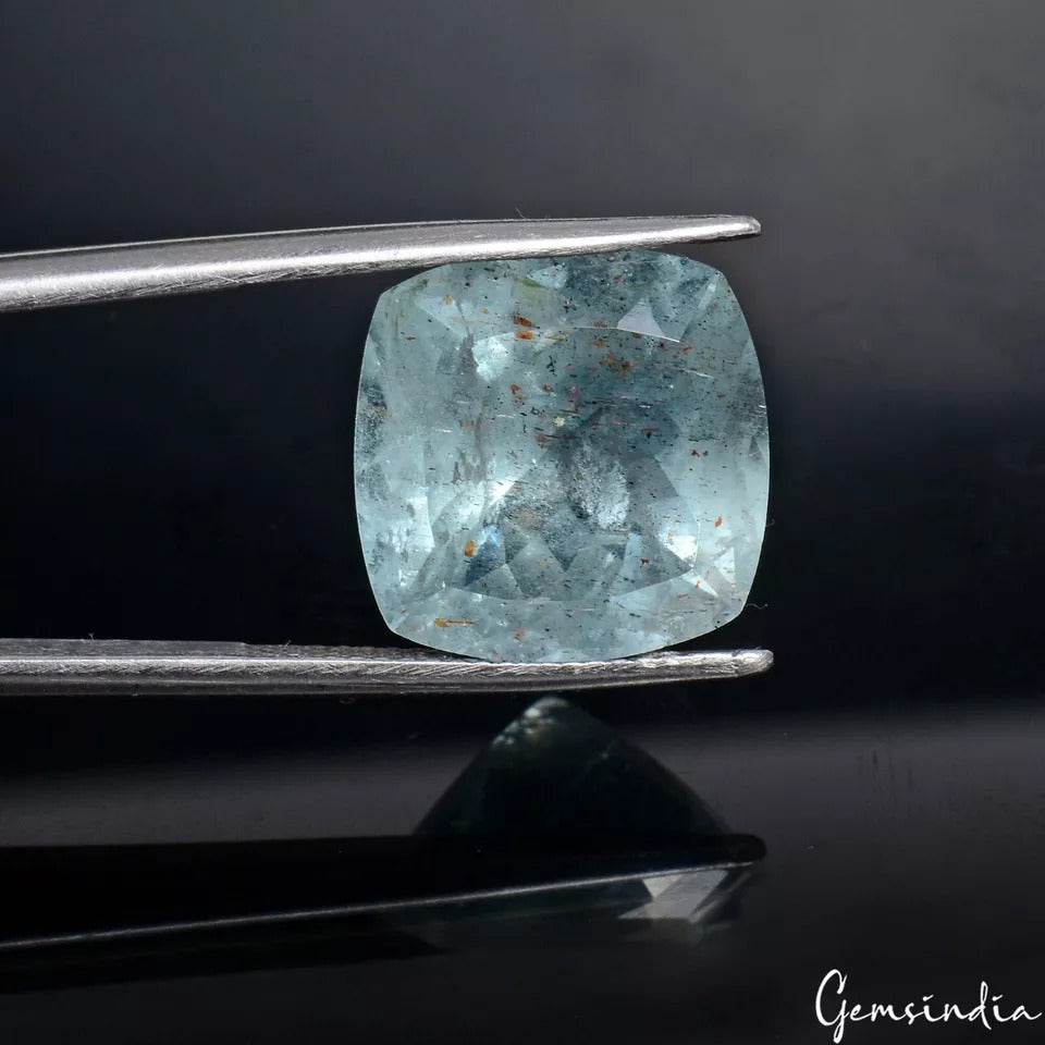 10.50 Cts Natural Untreated Brazilian Blue Aquamarine Cushion Cut Loose Rara Gem