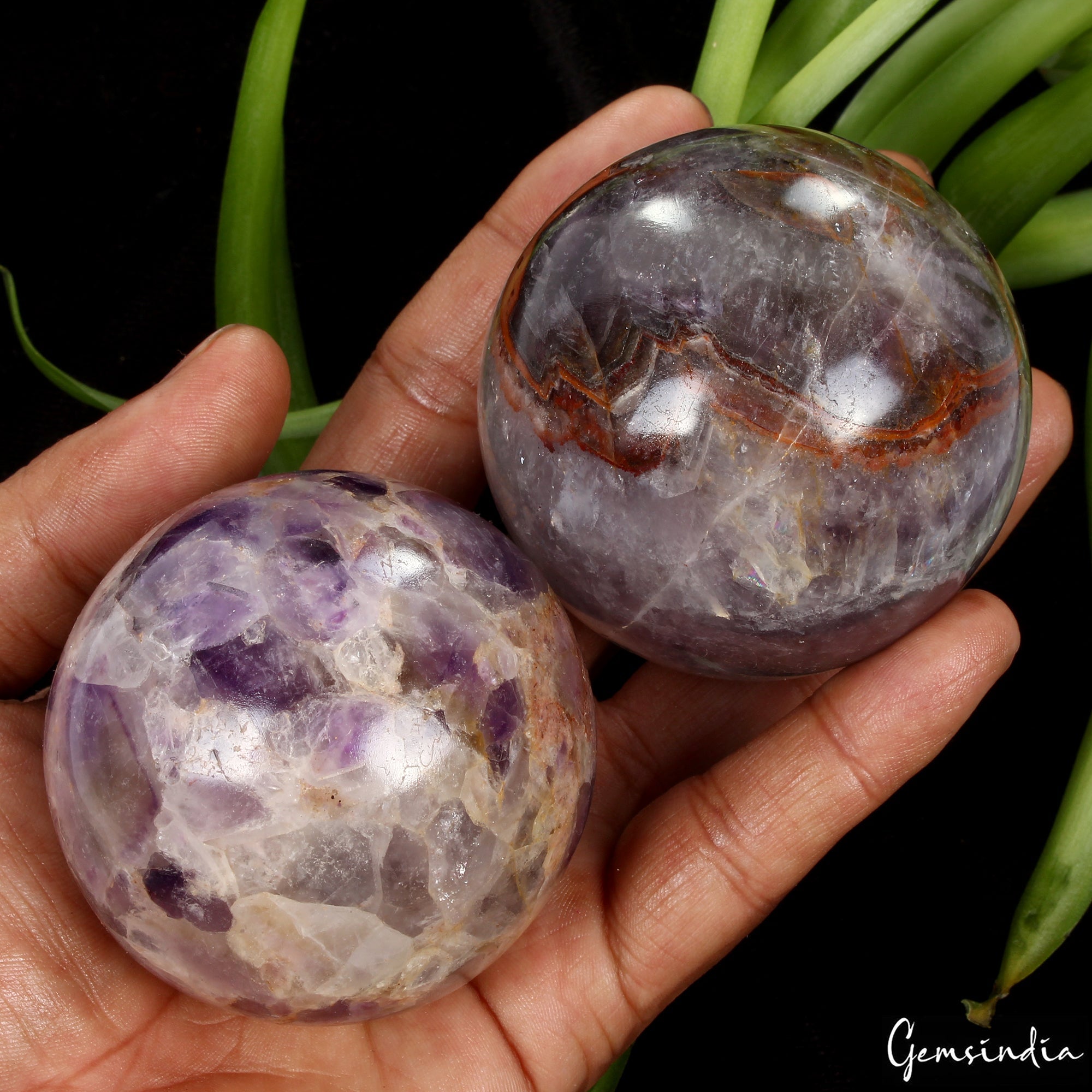 2 Pcs Natural Purple Amethyst Ball Sphere Quartz Crystal Mineral Healing 3600 Ct