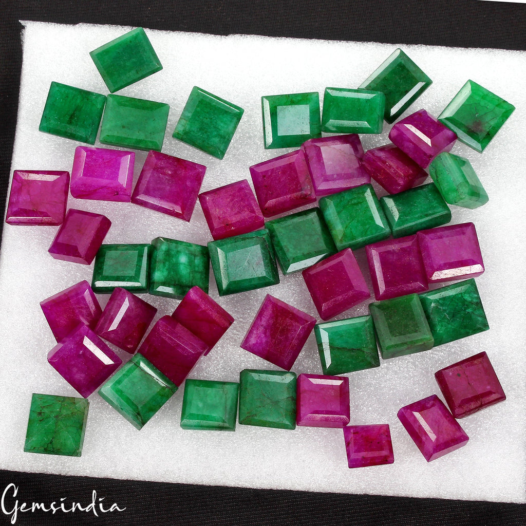 44 Pcs Natural Pink Beryl/Green Emerald Baguette Cut Loose Gemstones~700 Ct
