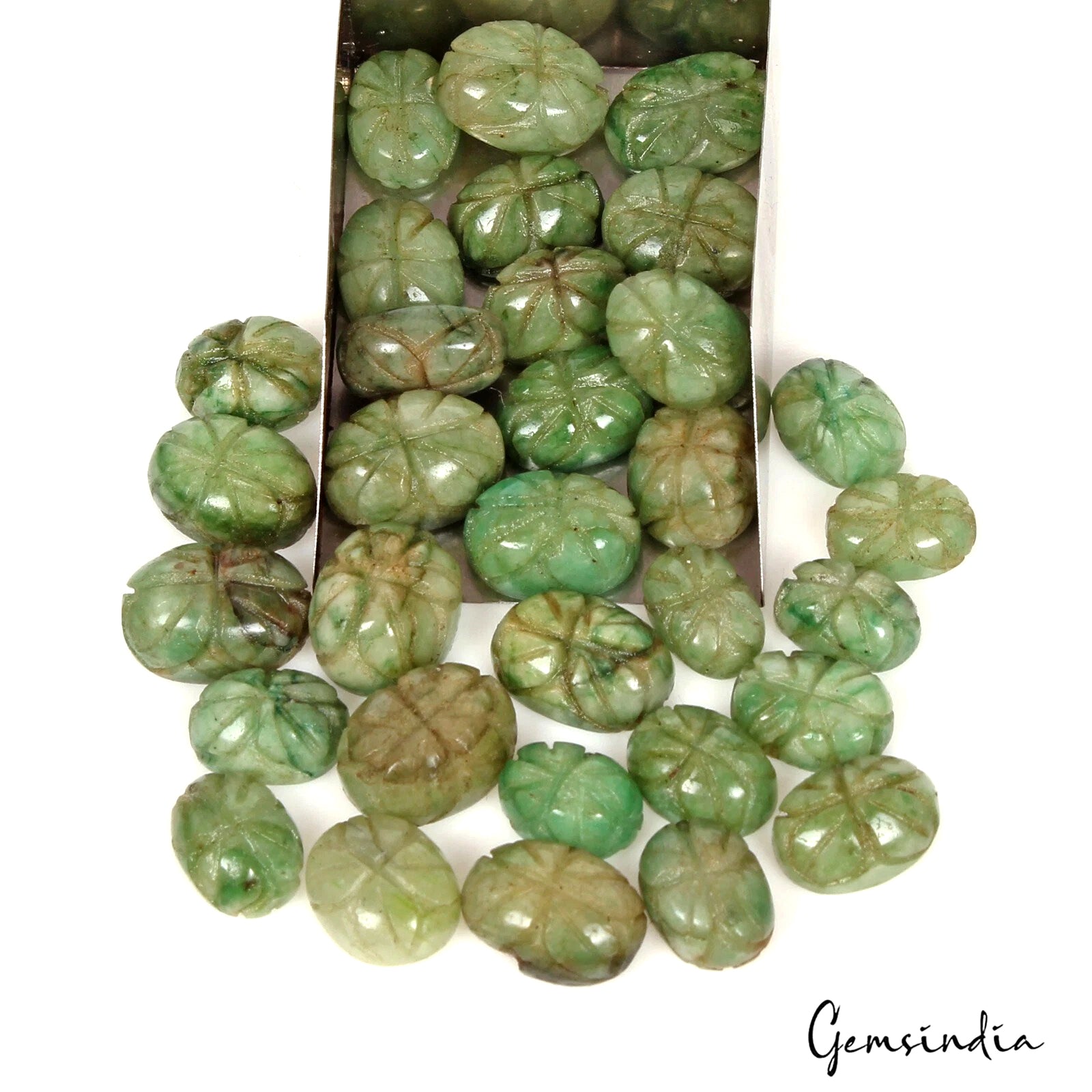 Emerald Loose Gemstone, Color Enhanced, Green — 14mm to 17mm, 330 Ct, Brazil