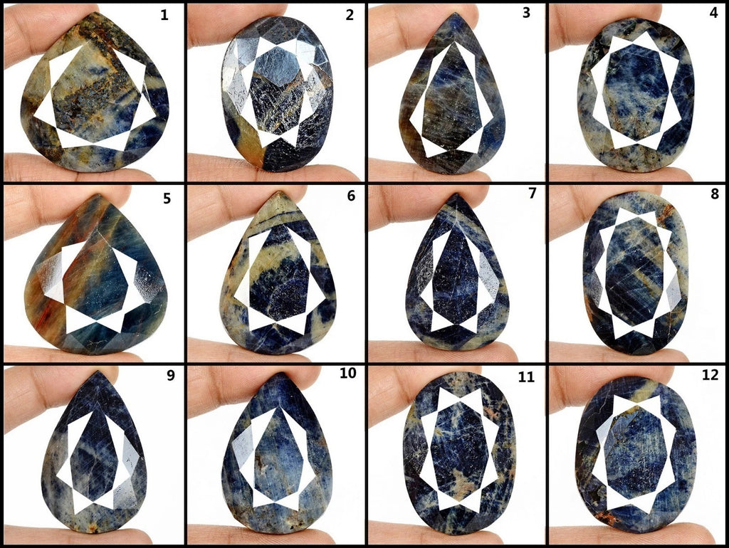 Sapphire Lot, Loose Gemstone, Untreated, Blue Black — 12 Pieces, 32mm to 54mm, 3016 Ct, Madagascar