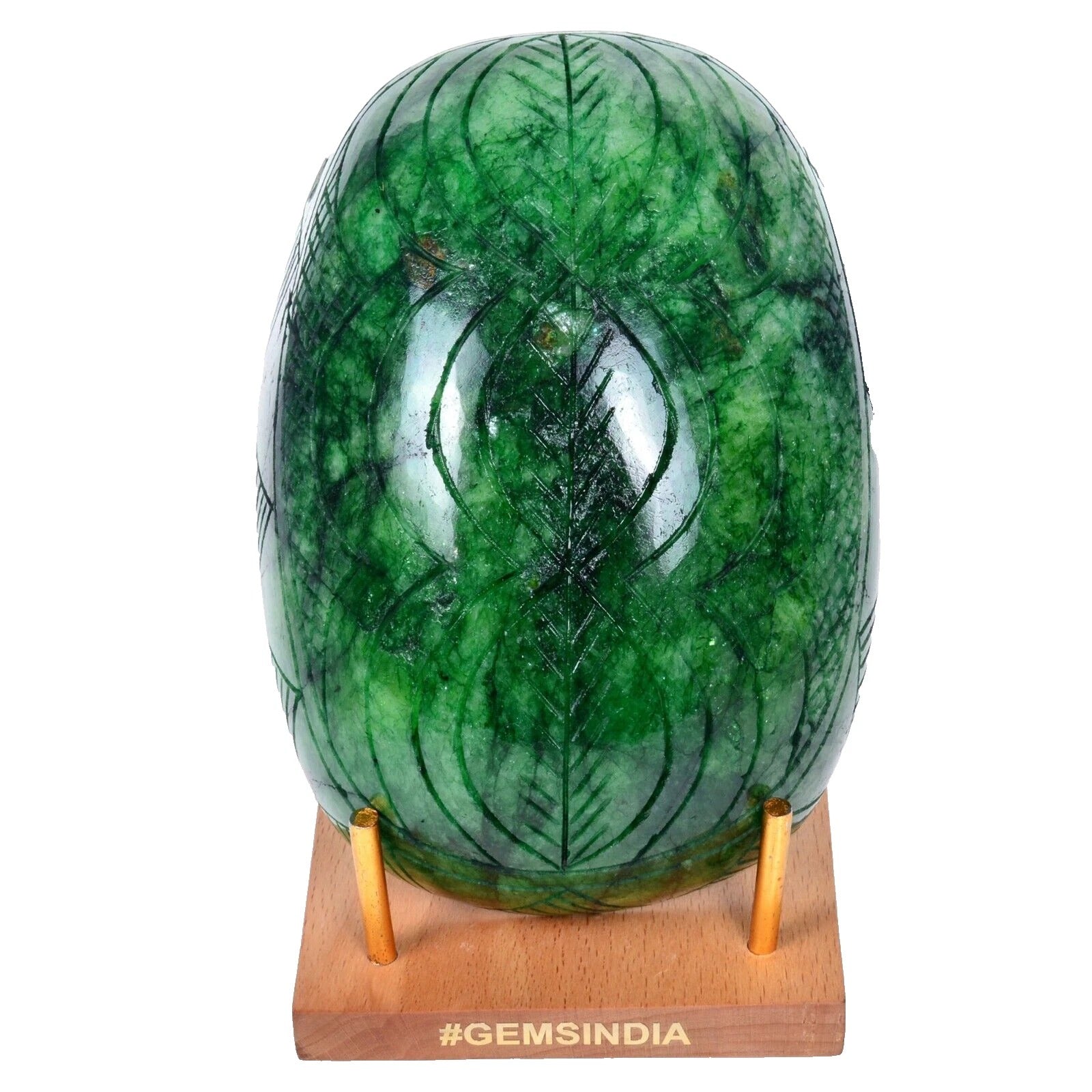 Brazilian Emerald Carving, Oval Carving, Color Enhanced — 127x89x52 mm, 5170 Ct, Brazil