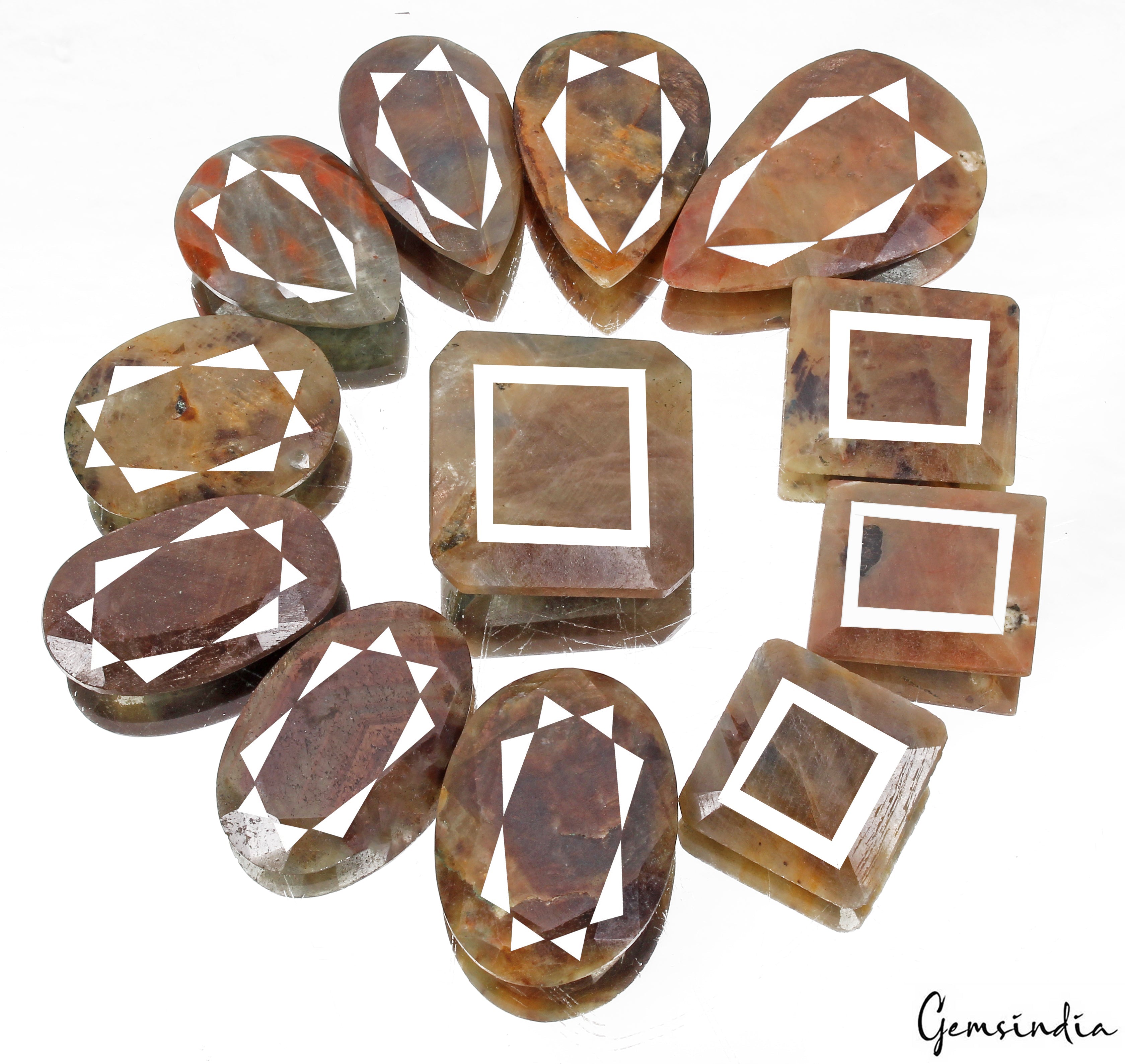 1080 Cts/12 Pcs Natural Untreated Brown Sapphire Mix Faceted Cut Loose Gems Lot