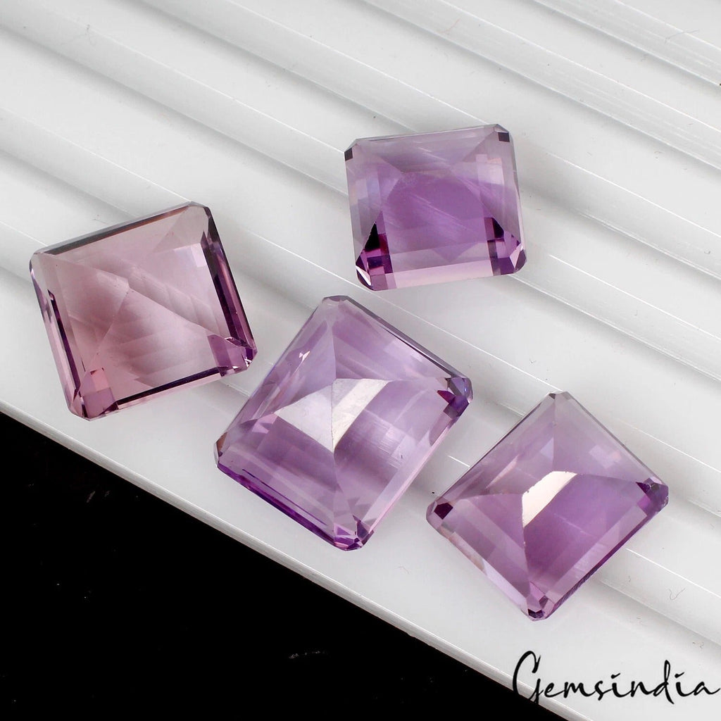 70.40 Ct Natural Bolivian Amethyst Untreated Octagon Cut Loose Gems Lot 4 Pcs