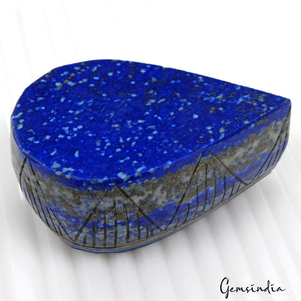 1020 Ct Natural Blue Lapis Lazuli Pear Carving Earth Mined Museum Size Loose Gem