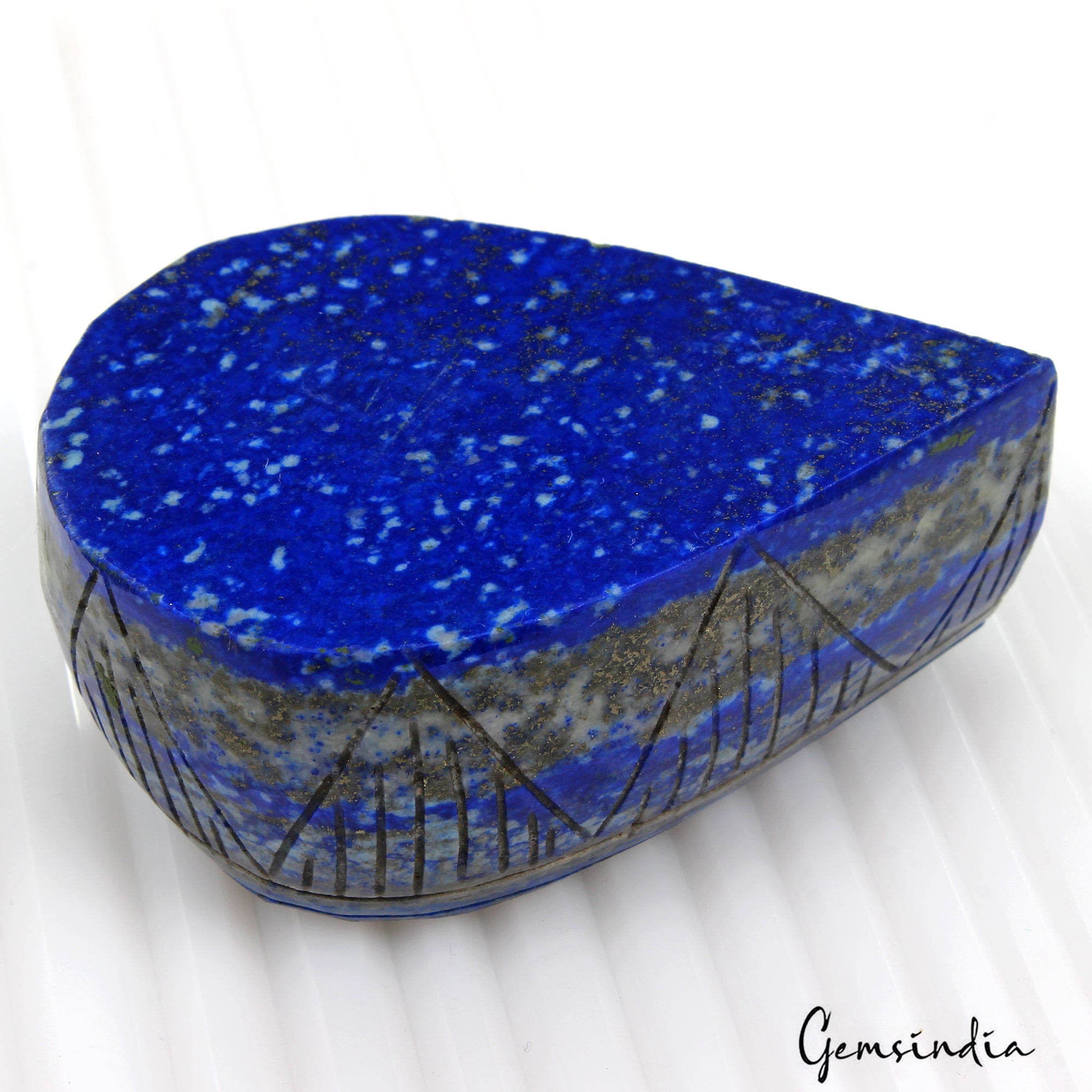 1020 Ct Natural Blue Lapis Lazuli Pear Carving Earth Mined Museum Size Loose Gem