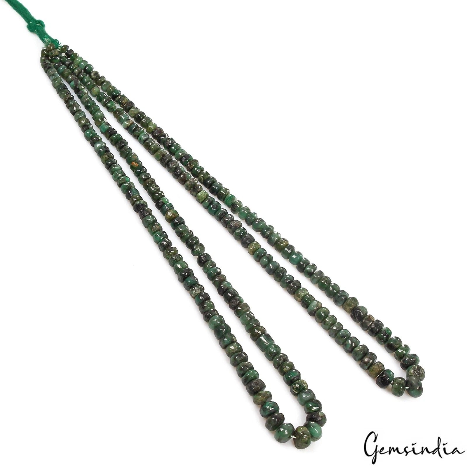 Emerald Beaded Strand, Untreated, Green — 4mm to 8mm, 250 Ct, Brazil