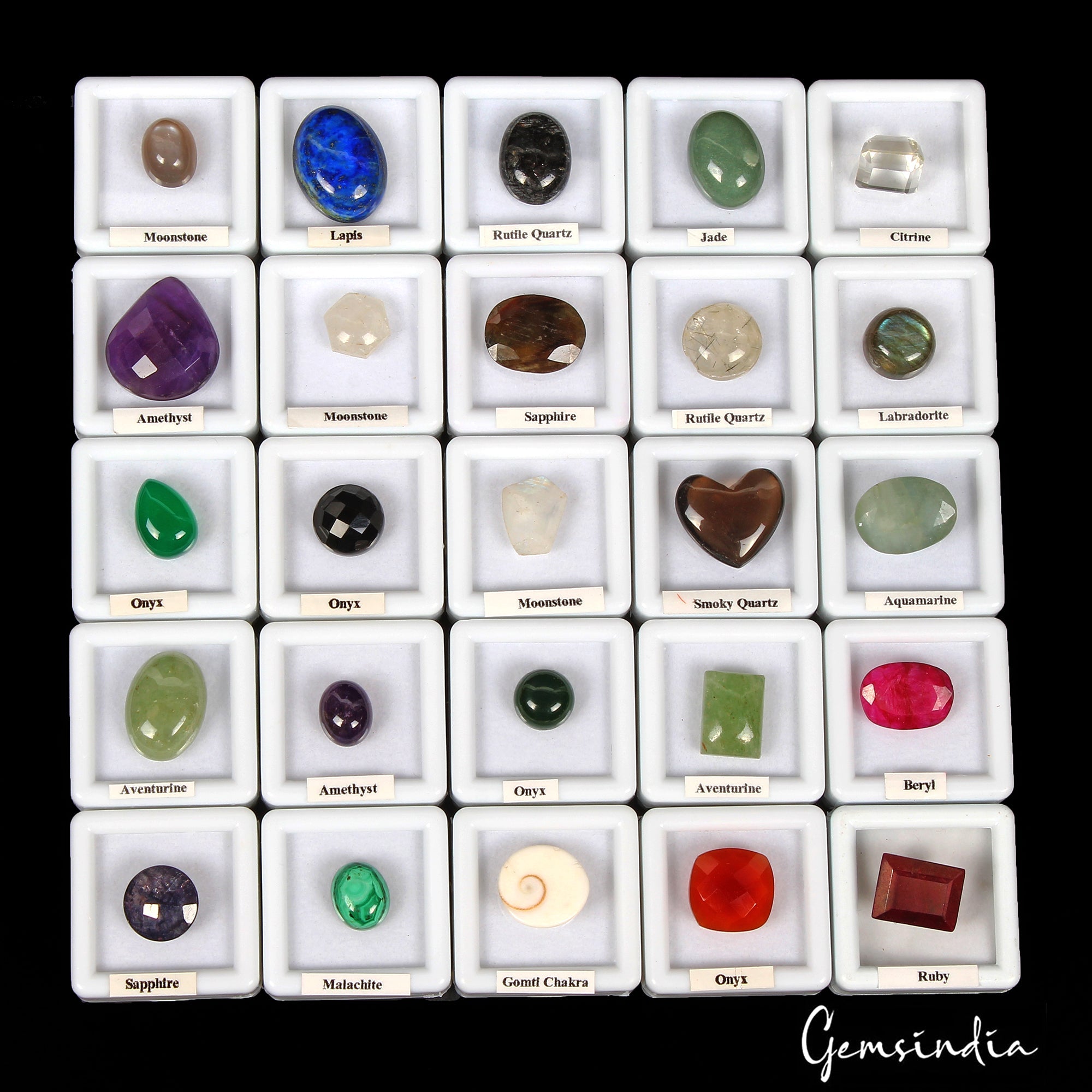 25 Pcs Estate Genuine Multi Gems Loose Multi Color Gemstones Collection W/ Boxes
