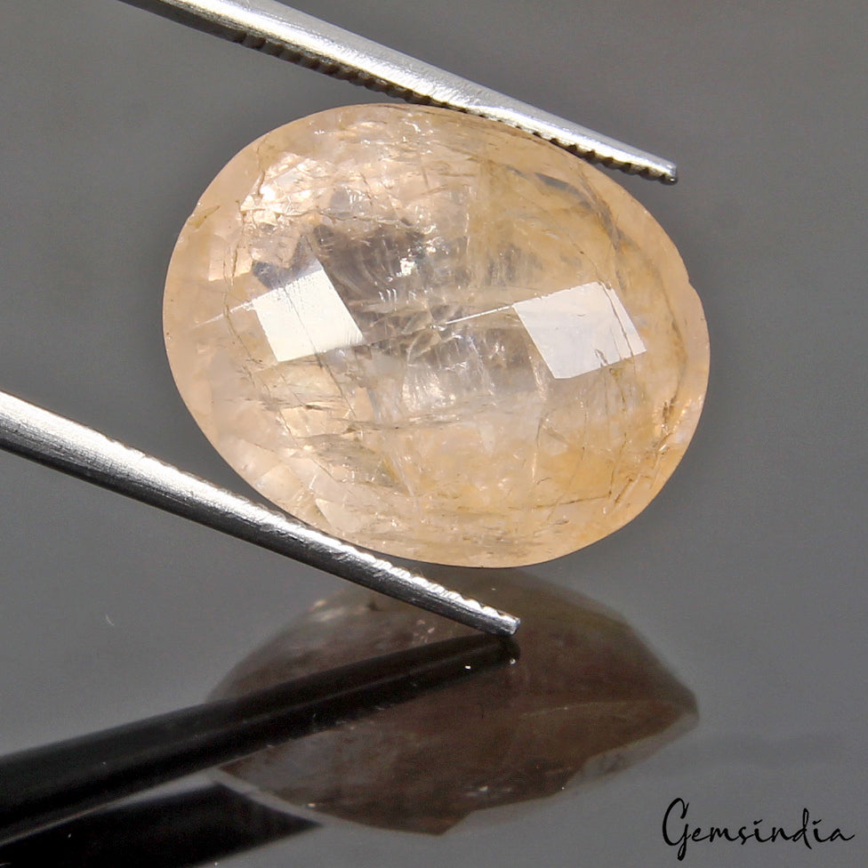 11.50 Cts Natural Untreated Brazilian Peach Morganite Loose Oval Checker Cut Gem