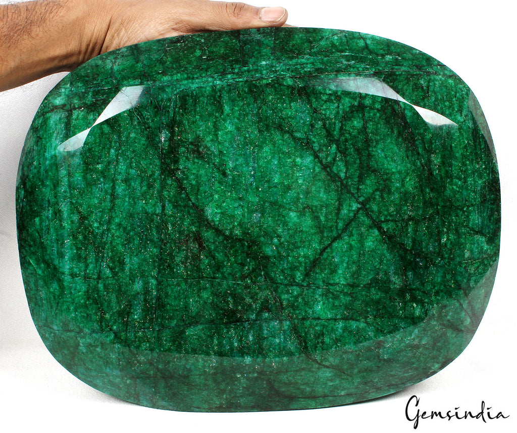 17.6 kilo Natural Green Emerald Rare Oversized Oval Cut 12.5*10" Brazil Gemstone