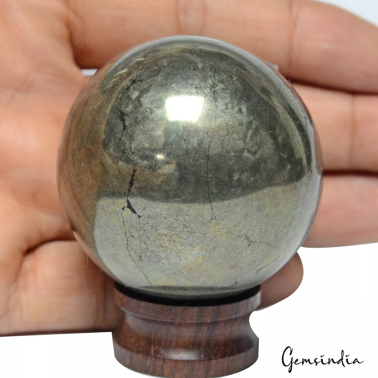 Golden Pyrite 1.8" Sphere Crystal Healing Feng Shui Gift Home Office Reiki Luck