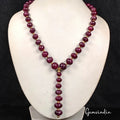 17" Natural Red Ruby Round Cabochon Gem Beaded Handmade Designer Women Necklace