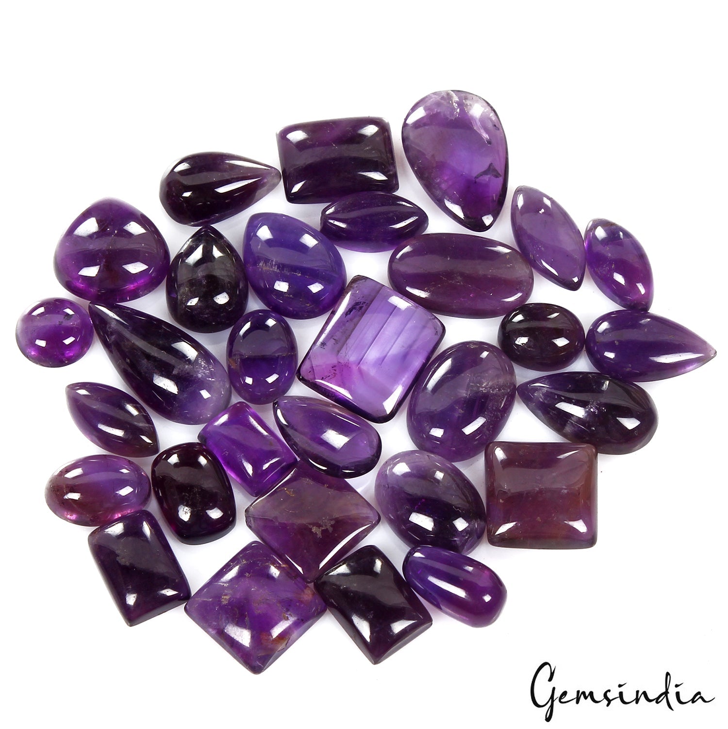 248.25 Ct/30 Pcs Natural Purple Amethyst Wholesale Lot Mix Cabochon Gemstones