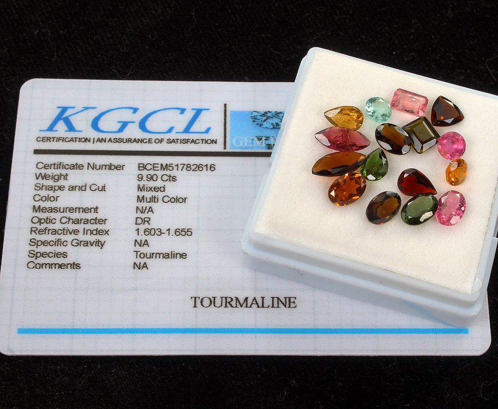 Certified 16 Pc Parcel Of 4-9mm Multi Tourmaline Faceted Mixed 9.90Ct Loose Gems