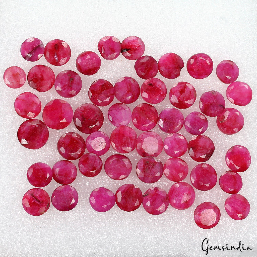 123.10Ct/50Pc Natural Red Beryl Bixbite USA Round Cut Loose Gems Lot For Jewelry