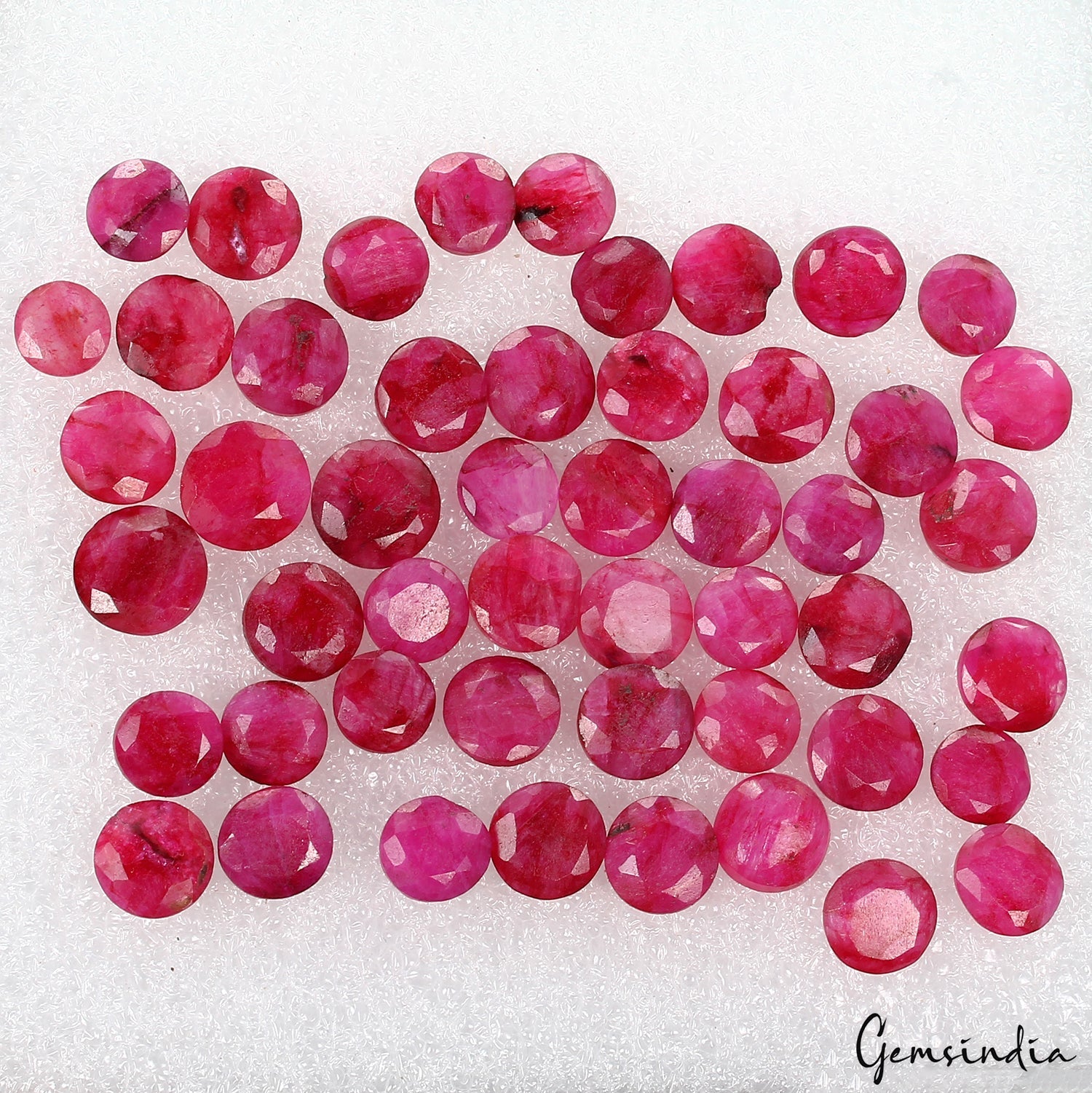 123.10Ct/50Pc Natural Red Beryl Bixbite USA Round Cut Loose Gems Lot For Jewelry