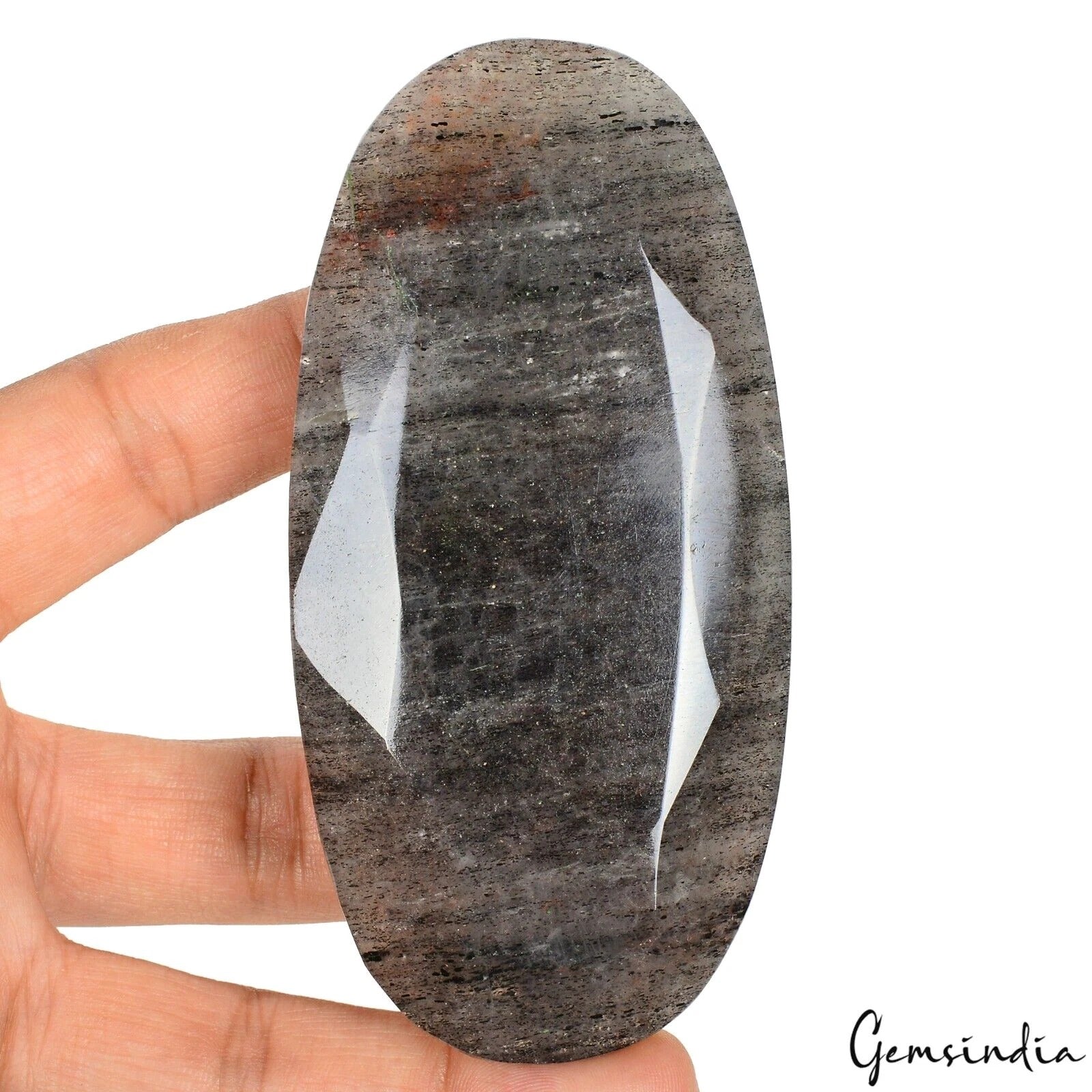 920 Cts Natural Untreated Black Rutilated Quartz Oval Faceted Cut Loose Huge Gem