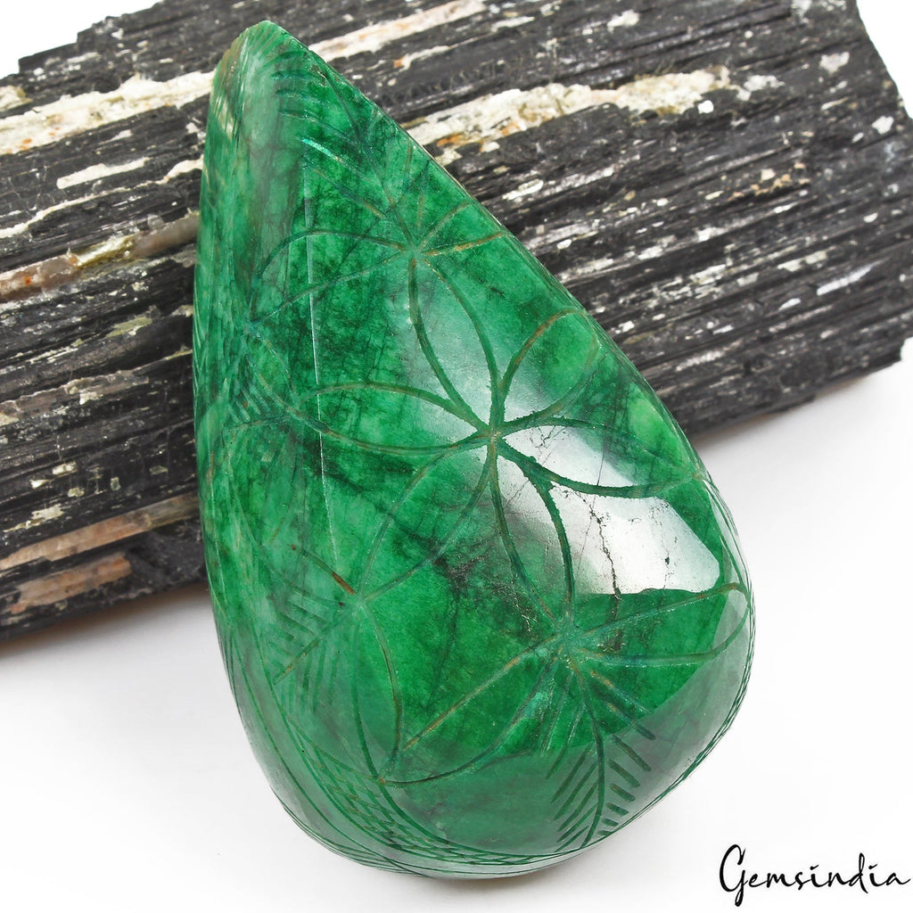 Certified 2130 Cts Natural Brazilian Green Emerald Pear Carving Loose Huge Gem