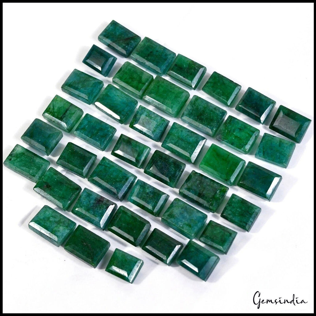580 Cts/39 Pcs Natural Fine Green Emerald 13mm-16mm Baguette Cut Loose Gems Lot