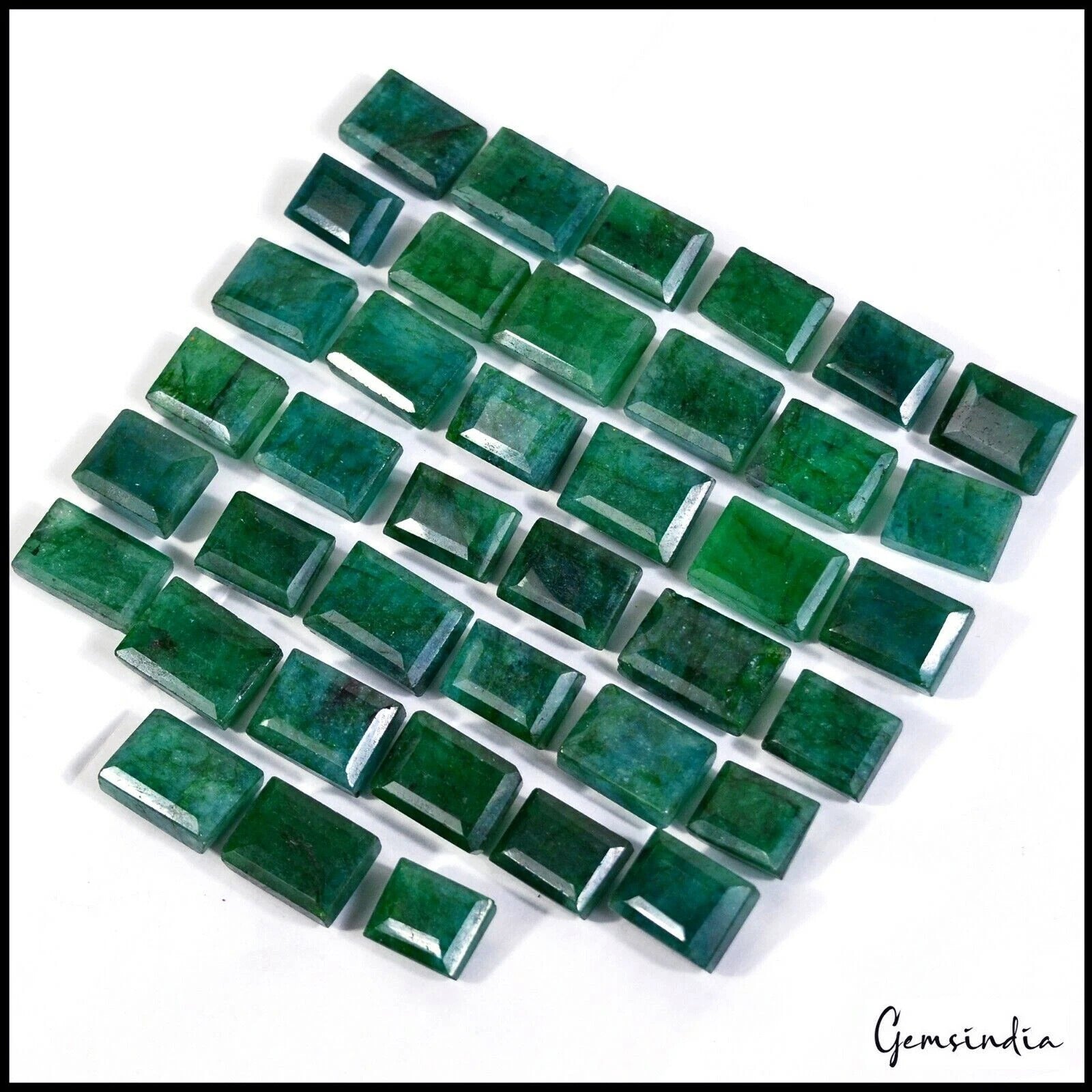 580 Cts/39 Pcs Natural Fine Green Emerald 13mm-16mm Baguette Cut Loose Gems Lot