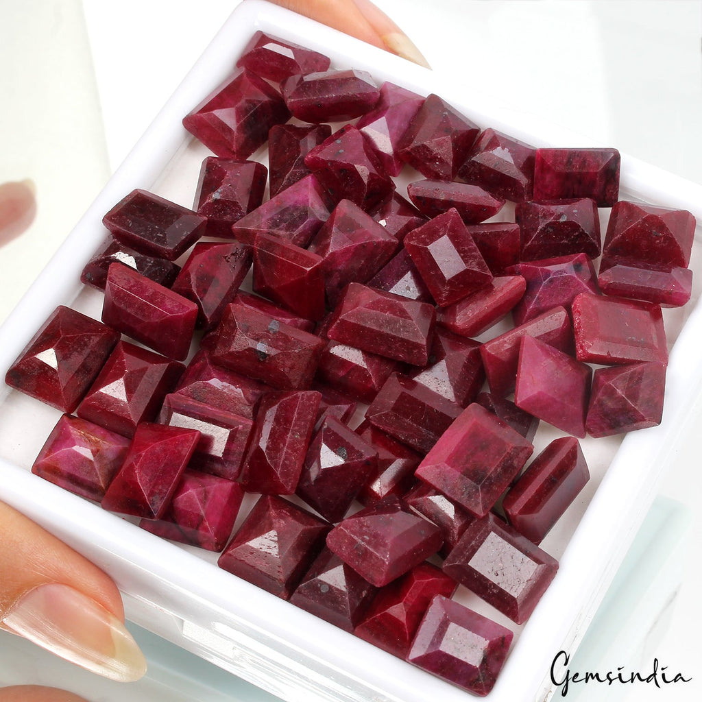 560 Ct/58 Pcs Natural Red Ruby Baguette Cut Loose Ring Size Gemstones Lot