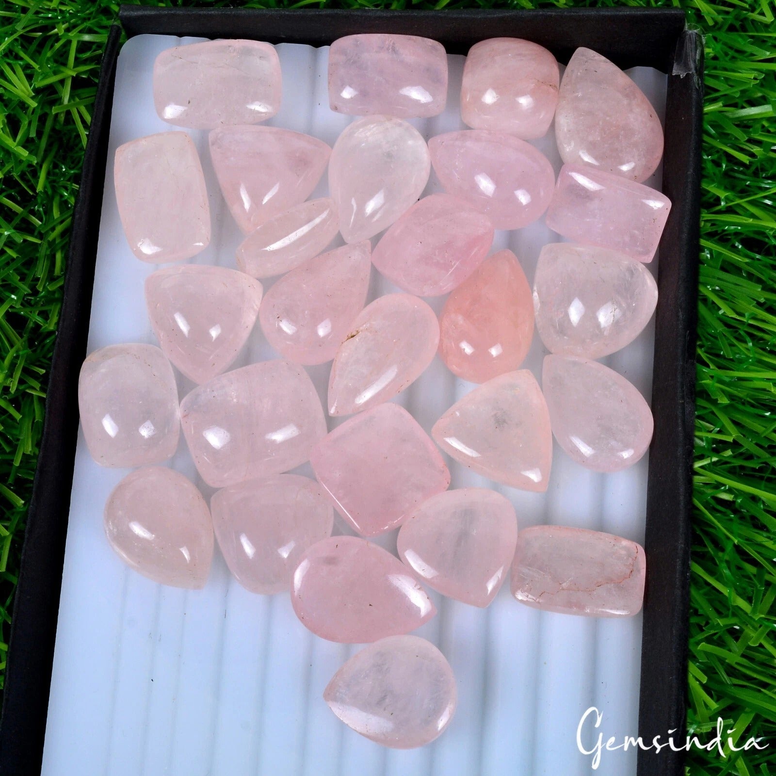 Morganite Lot, Cabochon, Pear, Cushion & Trillion cabochon, Untreated — 27 Pieces, 14mm to 22mm, 450 Ct, Brazil