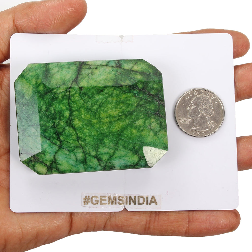 Certified 680 Cts Natural Brazilian Green Emerald Octagon Cut Gem For Pendant