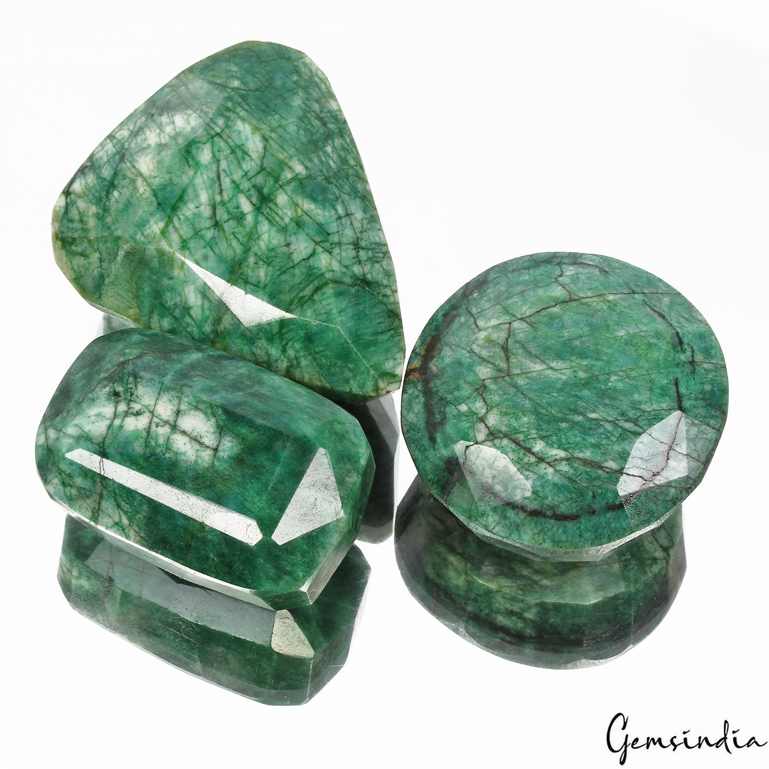 1750 Cts/3 Pcs Natural Brazilian Bottle Green Emerald Mix Cut Wholesale Gems Lot