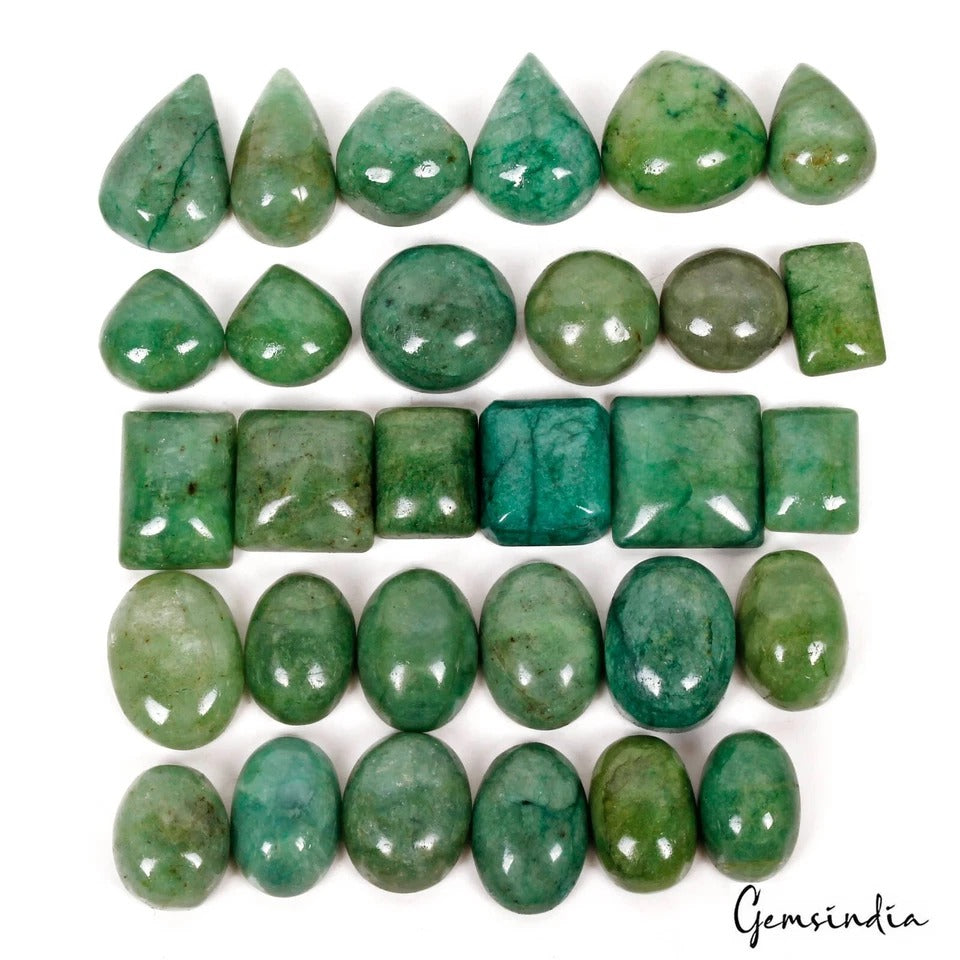 Brazilian Emerald Lot, Cabochon, Color Enhanced, Green — 30 Pieces, 17mm to 27mm, 840 Ct, Brazil