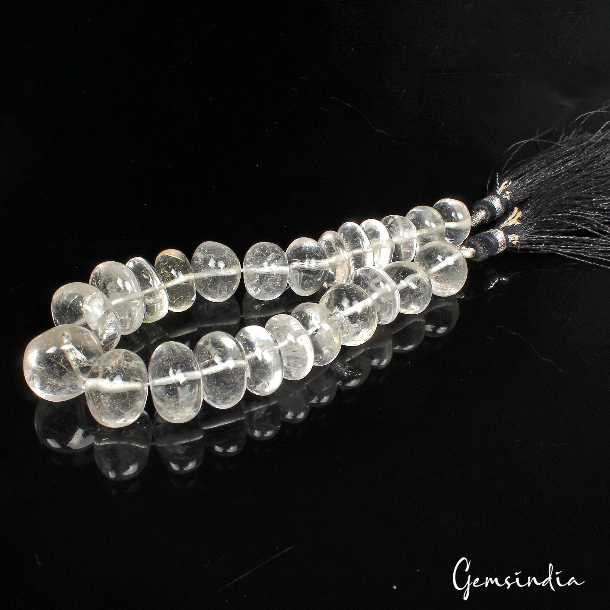 Natural Untreated White Quartz 240.00 Ct Round Cab Drilled Bead Strand 24 Pcs