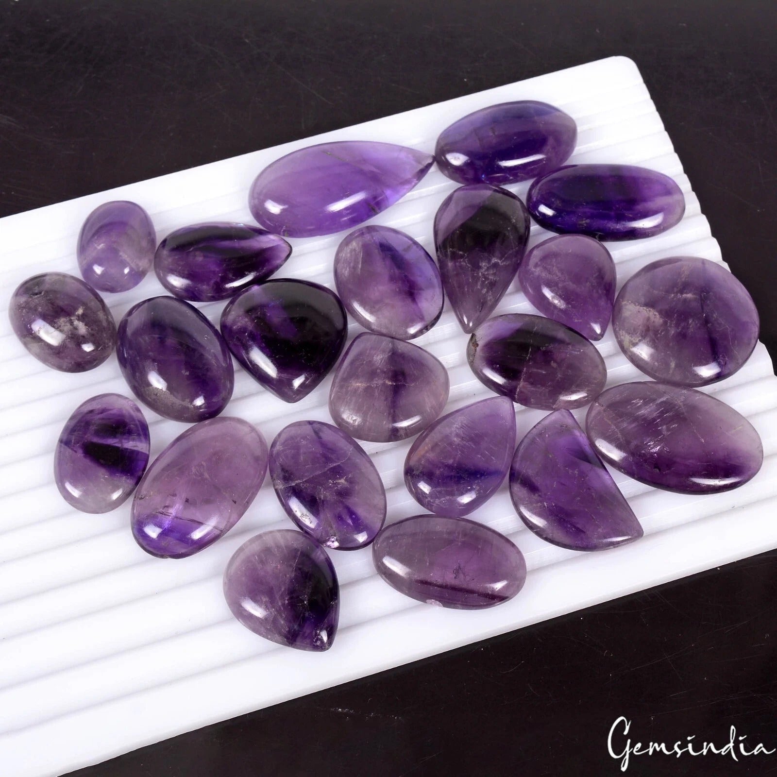 900 Ct Purple Amethyst 23-44mm Mix Shape Cabochon Loose Gemstones 22 Pcs Lot