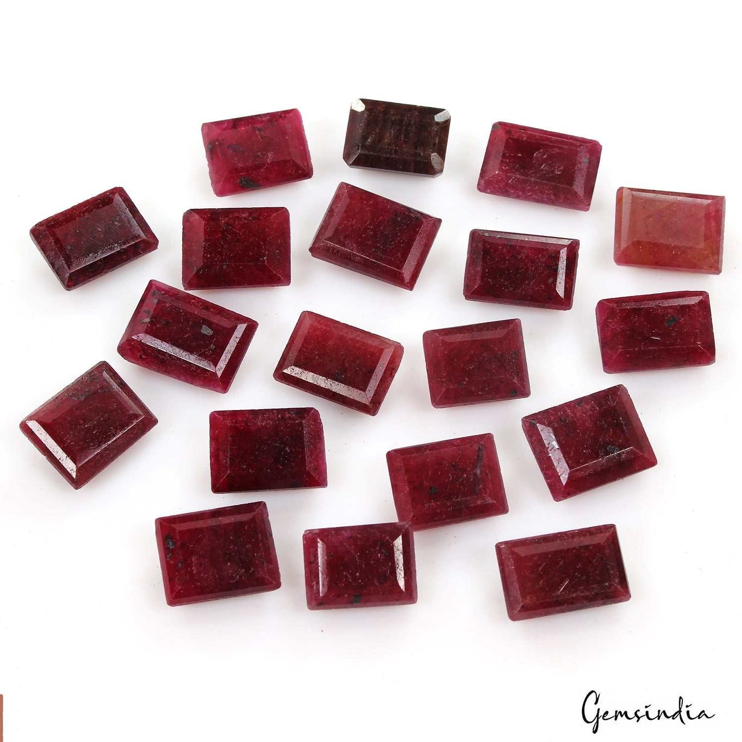 300 Ct Natural Red Ruby Rectangular Cut Faceted Loose Wholesale Gems Lot 19 Pcs
