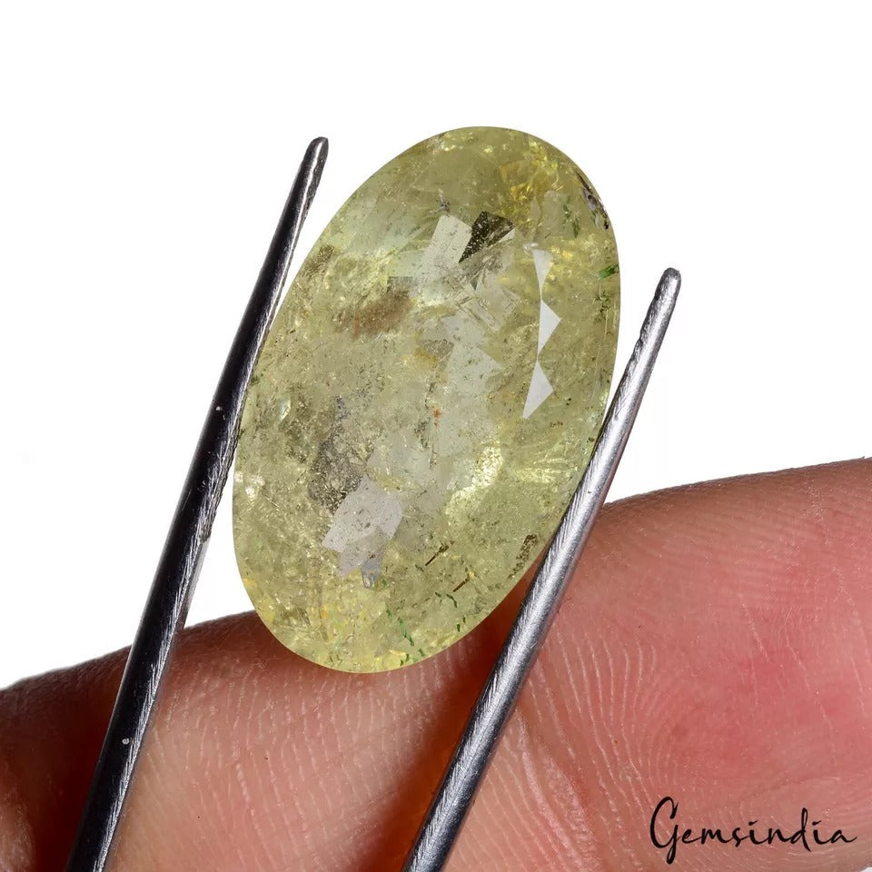24.00Ct Natural Untreated Yellow Beryl Heliodor Oval Cut Huge Brazilian Gemstone